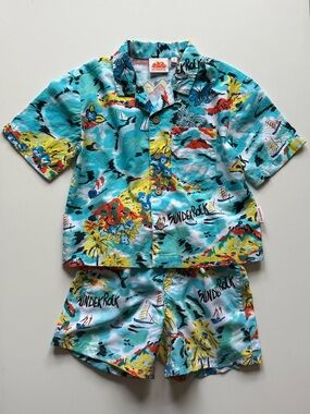 Sundek Boys Tropical Shirt & REPREVE® Elasticized Waist Swim Shorts Set, Marine